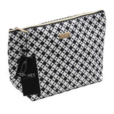 Jones NY -B/W OPTICAL PRINT LARGE RECTANGLE WEDGE COSMETIC BAG